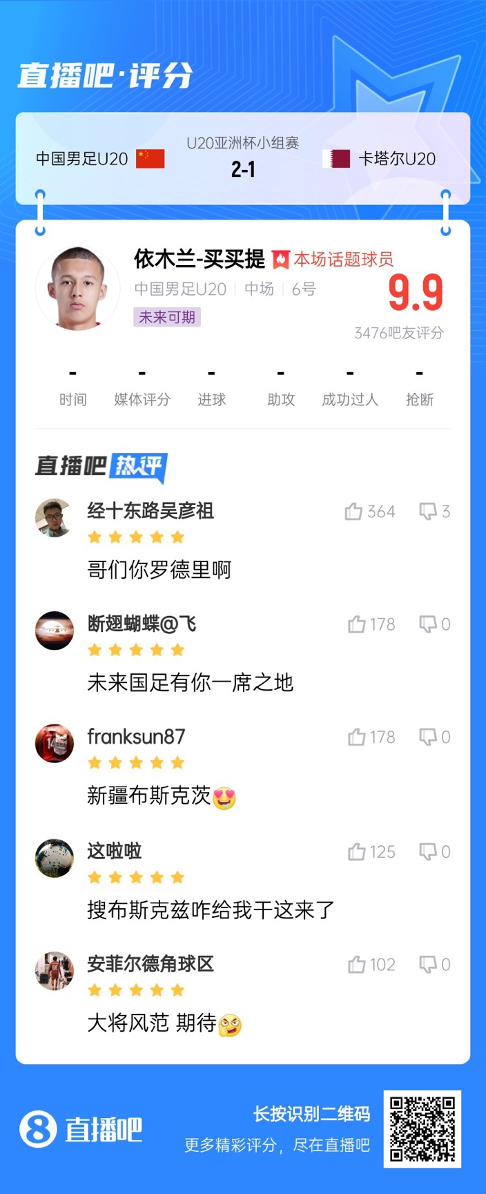  依木蘭+陳澤仕泰山中場連線！19歲依木蘭獲封：新疆布斯克茨！