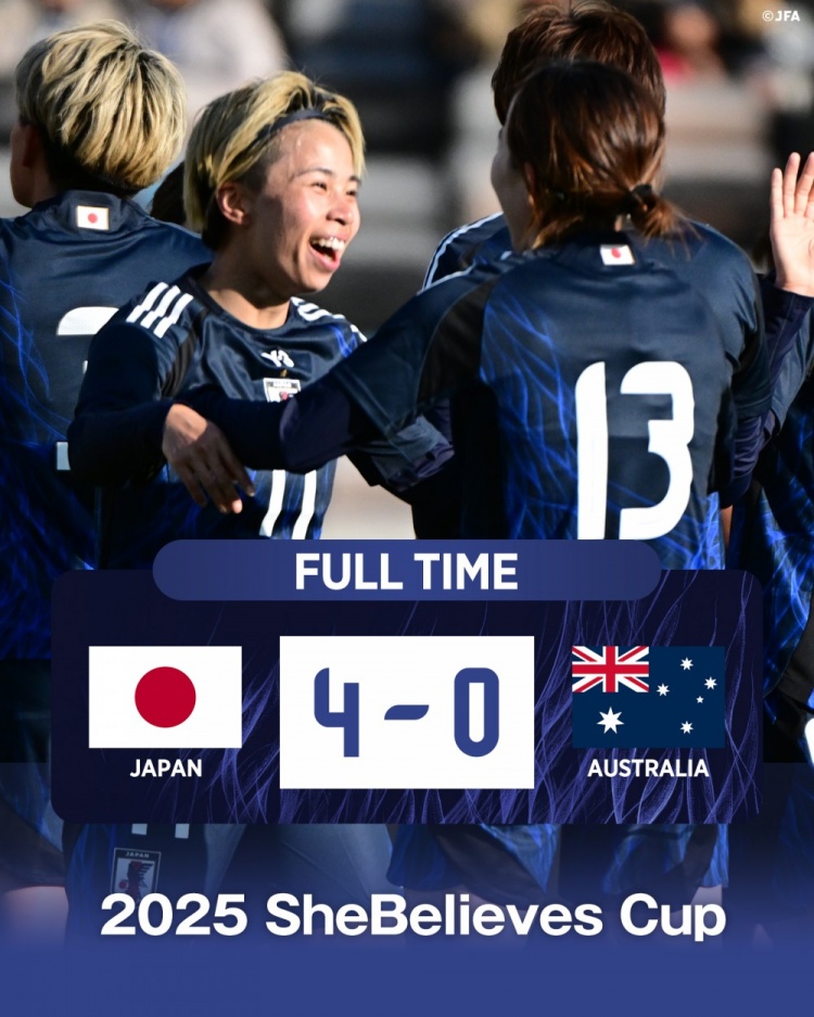 熱身賽日本女足4-0澳大利亞女足，田中美南2射1傳&長谷川唯任隊長