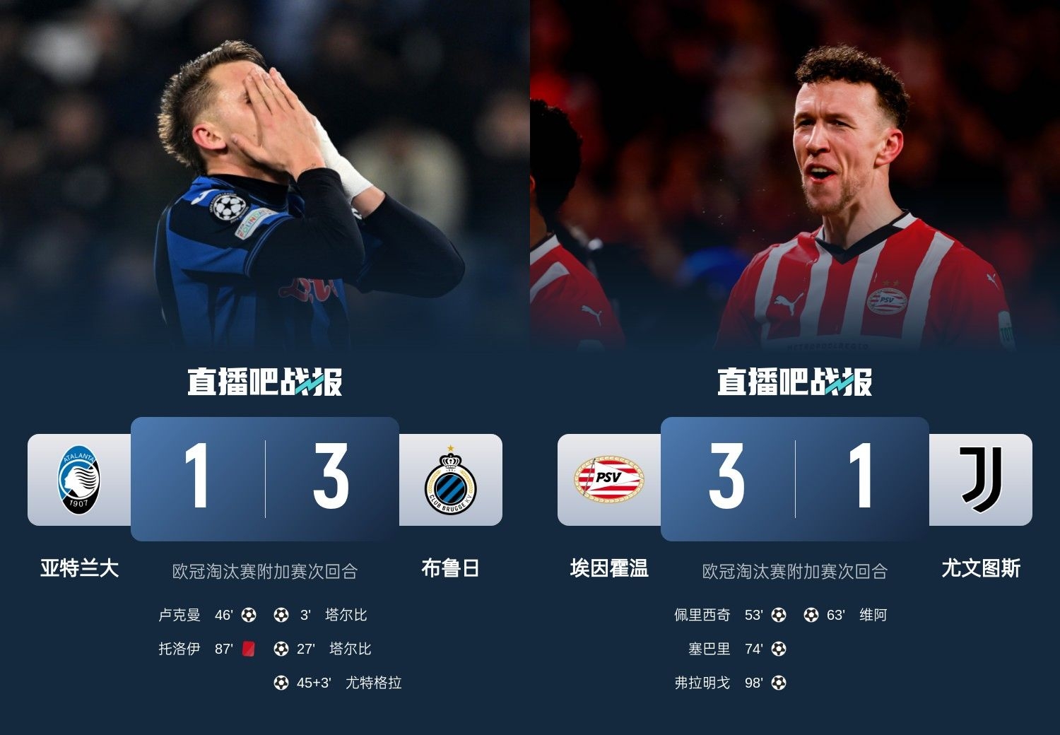  真是意甲拉垮？PSV淘汰尤文后3連敗，布魯日爆冷真藍(lán)黑后1勝難求