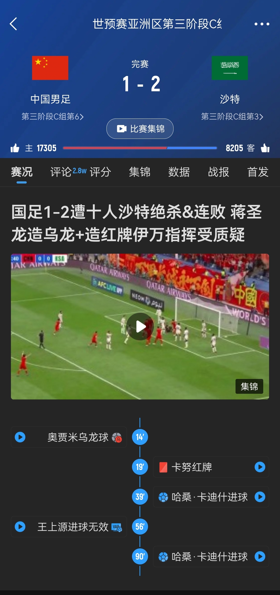  今天什么劇本？首戰(zhàn)沙特也是半場紅牌+蔣光太傷退，最后國足被翻