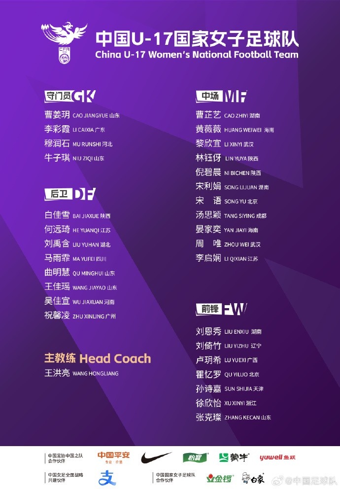  U17女足30人將在蘇州集訓(xùn)備戰(zhàn)世界杯，姜寧、朱挺擔(dān)任訓(xùn)練員